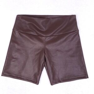 Stella Dallas Brown Faux Leather Biker Shorts Women's M High Rise Y2K Streetwear